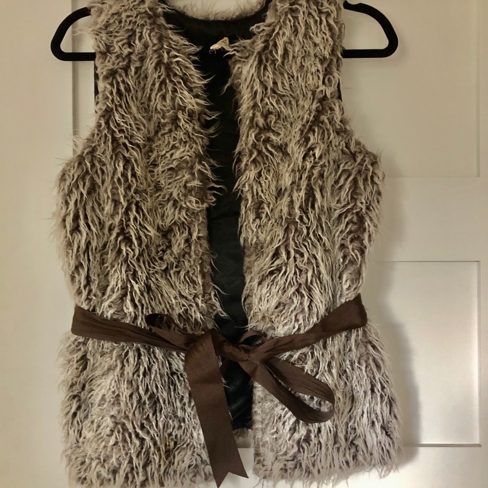 Fuzzy belted vest